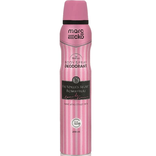 اسپری خوشبو کننده بدن ویکتوریا سکرت بامشل زنانه مارک اکو دئودورانت 24 ساعته 200 میل | marc ecko Body Spray Deodorant Victoria's Secret Bombshell for women 200ml